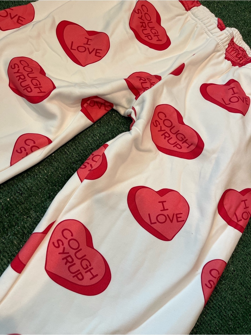 Awful lot of cough syrup sweatpants valentines edition